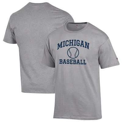 Men's Champion Gray Michigan Wolverines Baseball Icon T-Shirt