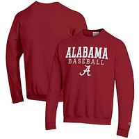 Men's Champion Crimson Alabama Tide Baseball Stack Pullover Crewneck Sweatshirt