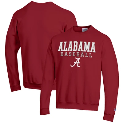 Men's Champion Crimson Alabama Tide Baseball Stack Pullover Crewneck Sweatshirt