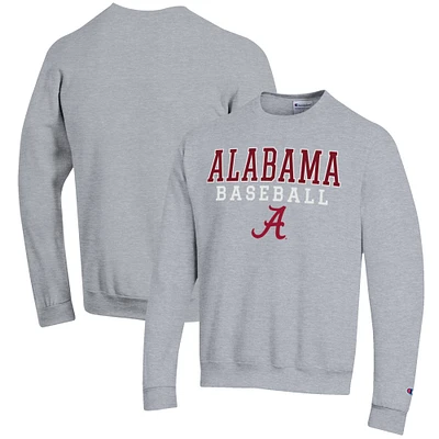 Men's Champion Crimson Alabama Tide Baseball Stack Pullover Crewneck Sweatshirt