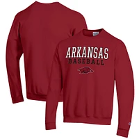 Men's Champion Cardinal Arkansas Razorbacks Baseball Stack Pullover Crewneck Sweatshirt