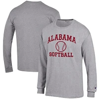 Men's Champion Gray Alabama Crimson Tide Softball Icon Long Sleeve T-Shirt