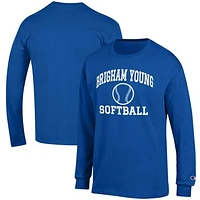 Men's Champion Royal BYU Cougars Softball Icon Long Sleeve T-Shirt