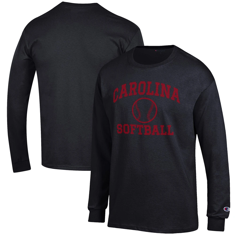 Men's Champion Black South Carolina Gamecocks Softball Icon Long Sleeve T-Shirt