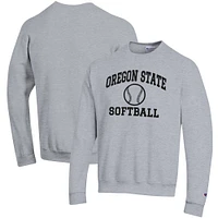 Men's Champion Gray Oregon State Beavers Softball Icon Crewneck Pullover Sweatshirt