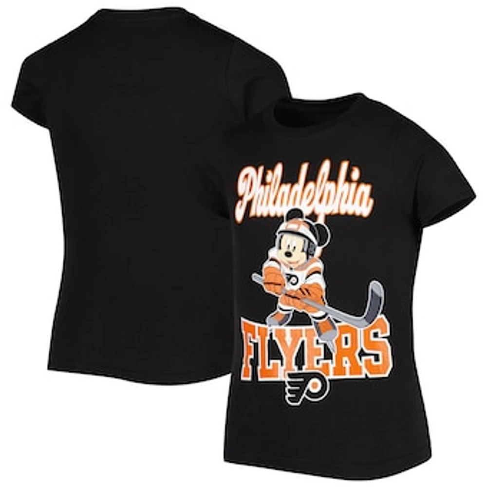 Girls Youth Black Philadelphia Flyers Mickey Mouse Go Team T-Shirt