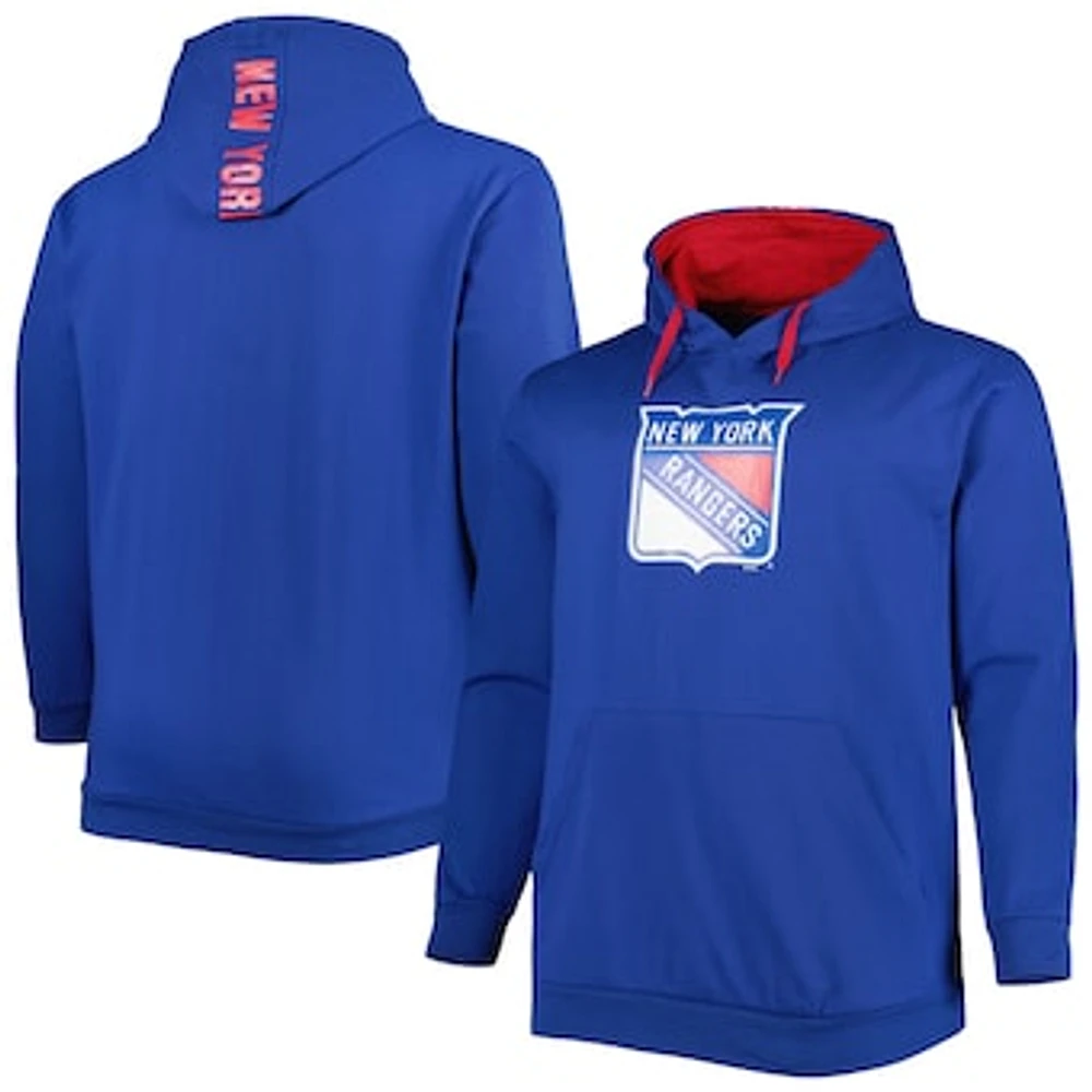 Men's Blue New York Rangers Big & Tall Fleece Pullover Hoodie