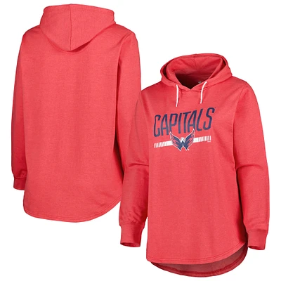 Women's Heather Red Washington Capitals Plus Fleece Pullover Hoodie