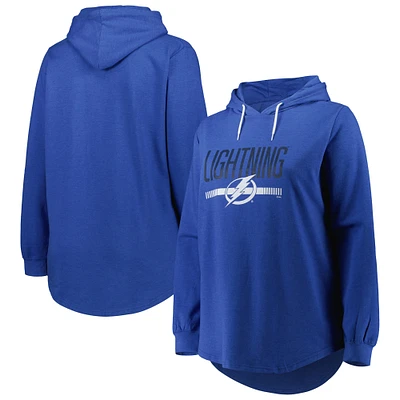 Women's Heather Blue Tampa Bay Lightning Plus Fleece Pullover Hoodie