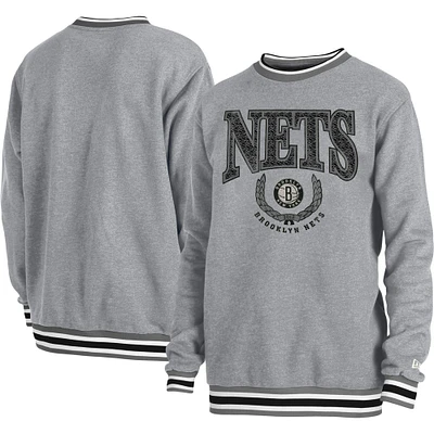 Unisex New Era Heather Gray Brooklyn Nets Vintage Throwback Crew Sweatshirt