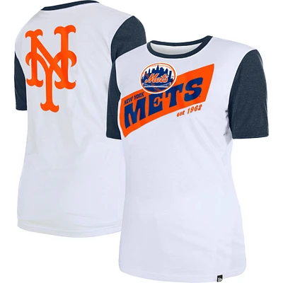 Women's New Era White New York Mets Colorblock T-Shirt