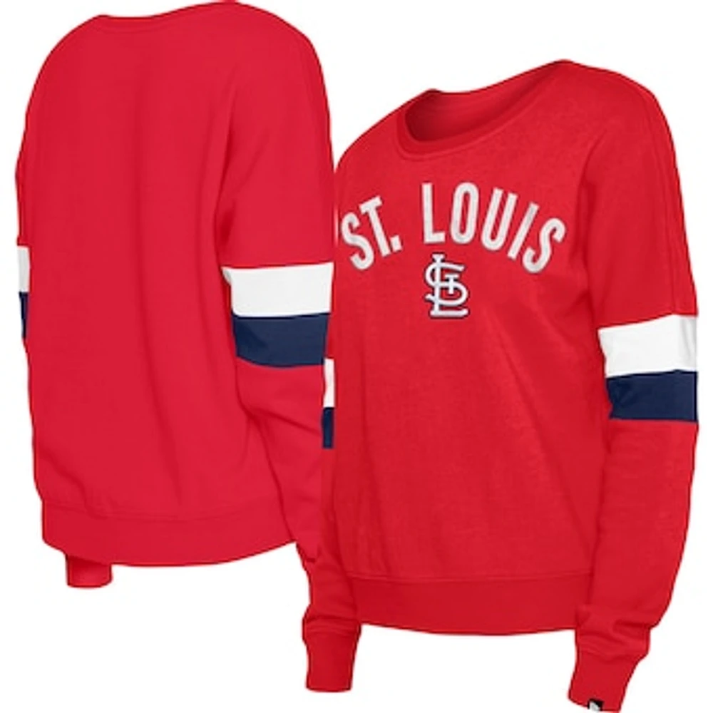 Women's New Era Red St. Louis Cardinals Game Day Crew Pullover Sweatshirt