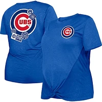 Women's New Era Royal Chicago Cubs Plus Size Two-Hit Front Knot T-Shirt