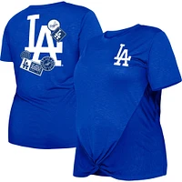 Women's New Era Royal Los Angeles Dodgers Plus Size Two-Hit Front Knot T-Shirt