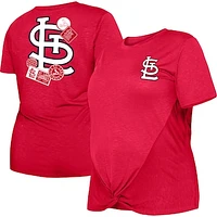 Women's New Era Red St. Louis Cardinals Plus Two-Hit Front Knot T-Shirt