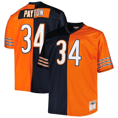 Men's Mitchell & Ness Walter Payton Navy/Orange Chicago Bears Big & Tall Split Legacy Retired Player Replica Jersey