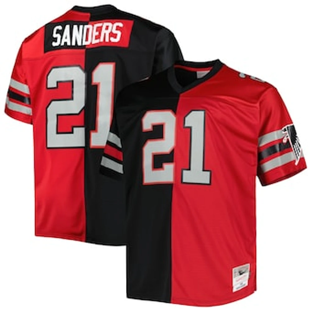 Men's Mitchell & Ness Deion Sanders Black/Red Atlanta Falcons Big Tall Split Legacy Retired Player Replica Jersey