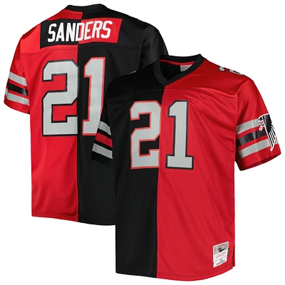 Men's Mitchell & Ness Deion Sanders Black/Red Atlanta Falcons Big Tall Split Legacy Retired Player Replica Jersey