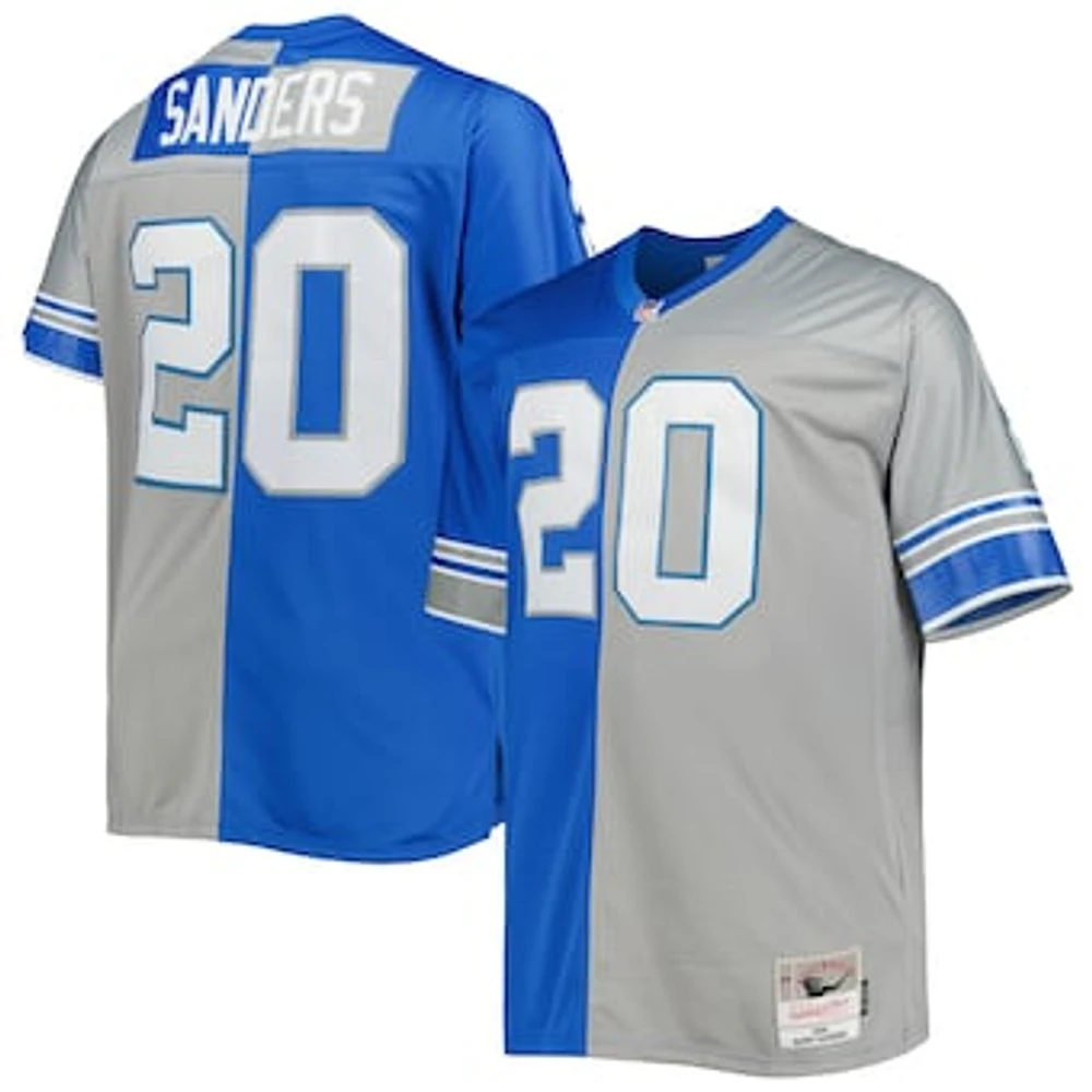 Men's Mitchell & Ness Barry Sanders Blue/Silver Detroit Lions Big & Tall Split Legacy Retired Player Replica Jersey