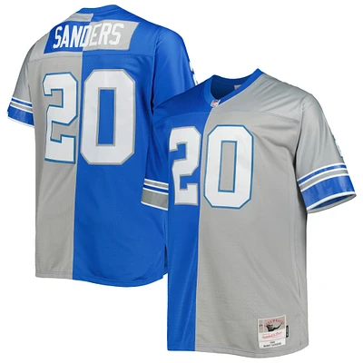 Men's Mitchell & Ness Barry Sanders Blue/Silver Detroit Lions Big & Tall Split Legacy Retired Player Replica Jersey