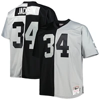 Men's Mitchell & Ness Bo Jackson Black/Silver Las Vegas Raiders Big Tall Split Legacy Retired Player Replica Jersey