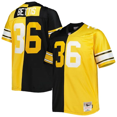 Men's Mitchell & Ness Jerome Bettis Black/Gold Pittsburgh Steelers Big Tall Split Legacy Retired Player Replica Jersey