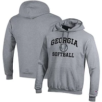 Men's Champion Gray Georgia Bulldogs Softball Icon Pullover Hoodie