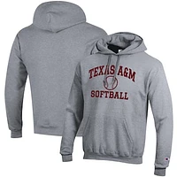 Men's Champion Gray Texas A&M Aggies Softball Icon Pullover Hoodie