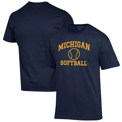 Men's Champion Navy Michigan Wolverines Softball Icon T-Shirt