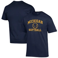 Men's Champion Navy Michigan Wolverines Softball Icon T-Shirt