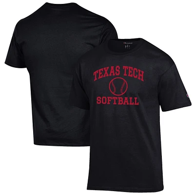 Men's Champion Black Texas Tech Red Raiders Softball Icon T-Shirt