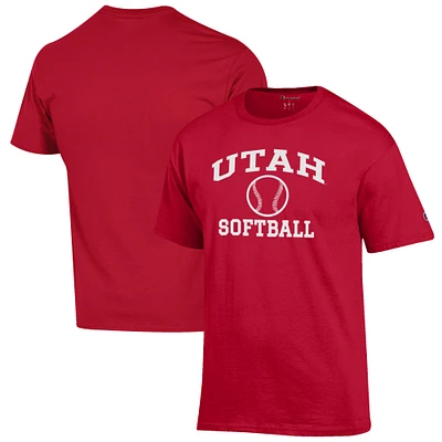 Men's Champion Red Utah Utes Softball Icon T-Shirt
