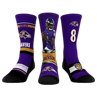 Youth Rock Em Socks Lamar Jackson Baltimore Ravens 3-Pack Crew Socks Set