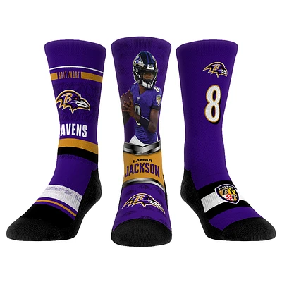 Youth Rock Em Socks Lamar Jackson Baltimore Ravens 3-Pack Crew Socks Set