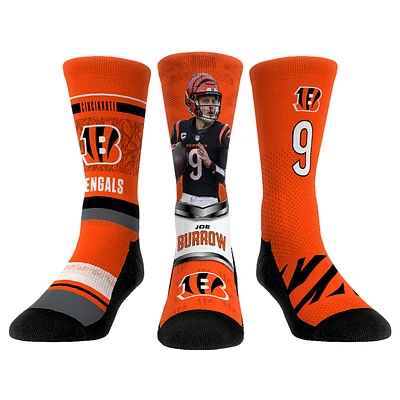Youth Rock Em Socks Joe Burrow Cincinnati Bengals 3-Pack Crew Socks Set