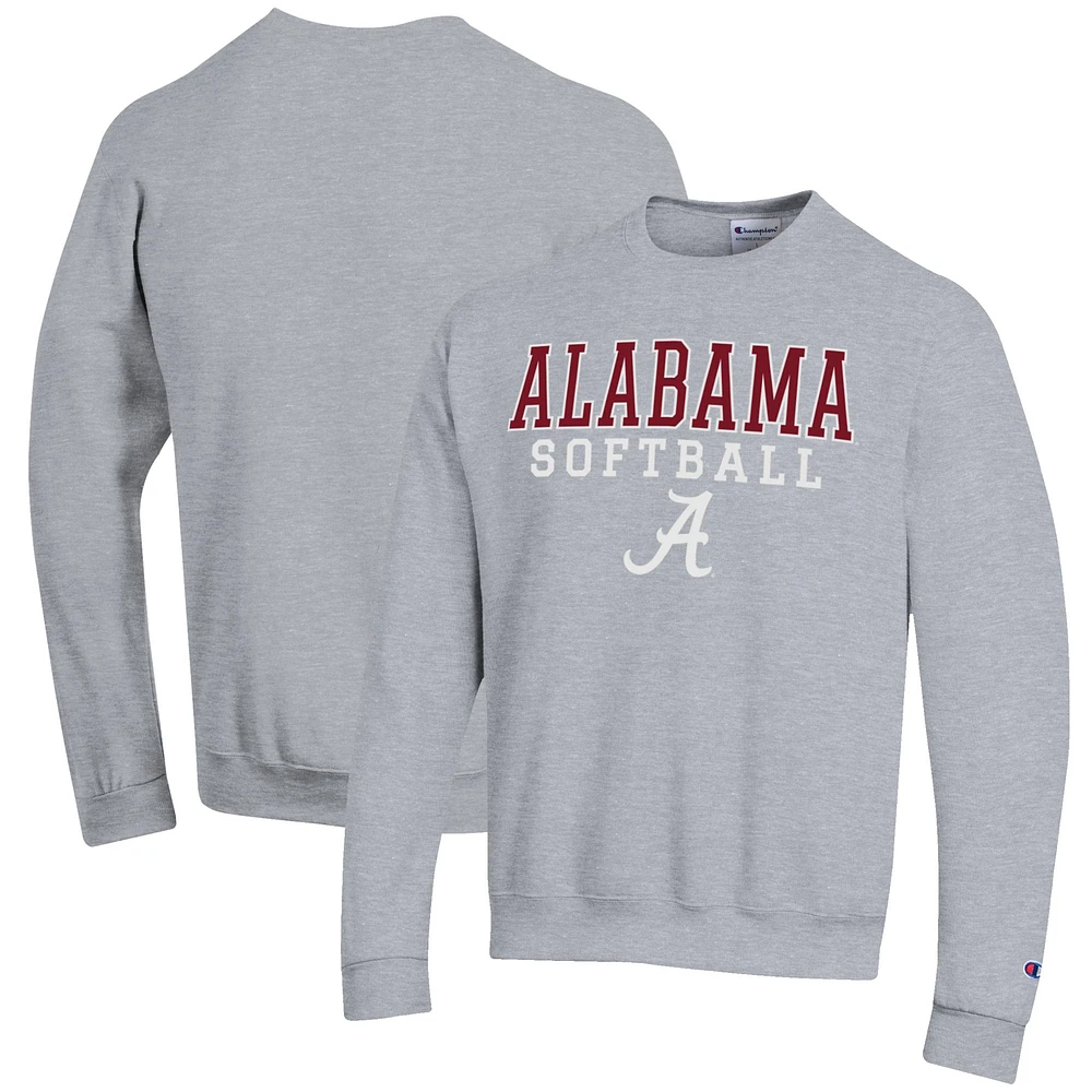 Men's Champion Gray Alabama Crimson Tide Softball Stack Pullover Crewneck Sweatshirt