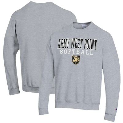 Men's Champion Gray Army Black Knights Softball Stack Pullover Crewneck Sweatshirt