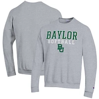Men's Champion Gray Baylor Bears Softball Stack Pullover Crewneck Sweatshirt