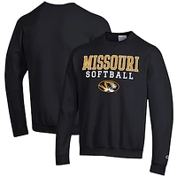 Men's Champion Black Missouri Tigers Softball Stack Pullover Crewneck Sweatshirt