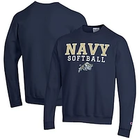 Men's Champion Navy Midshipmen Softball Stack Pullover Crewneck Sweatshirt