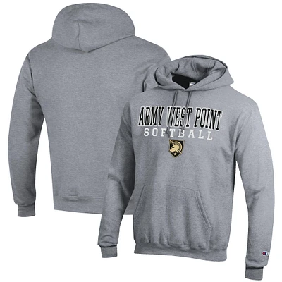 Men's Champion Gray Army Black Knights Softball Stack Pullover Hoodie