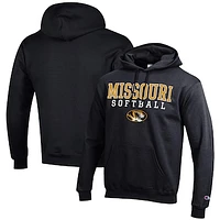 Men's Champion Black Missouri Tigers Softball Stack Pullover Hoodie