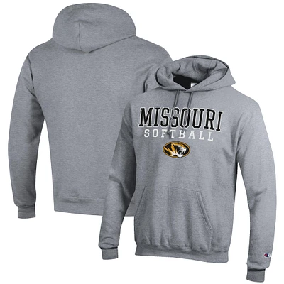 Men's Champion Gray Missouri Tigers Softball Stack Pullover Hoodie