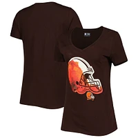 Women's New Era Brown Cleveland Browns Ink Dye Sideline V-Neck T-Shirt