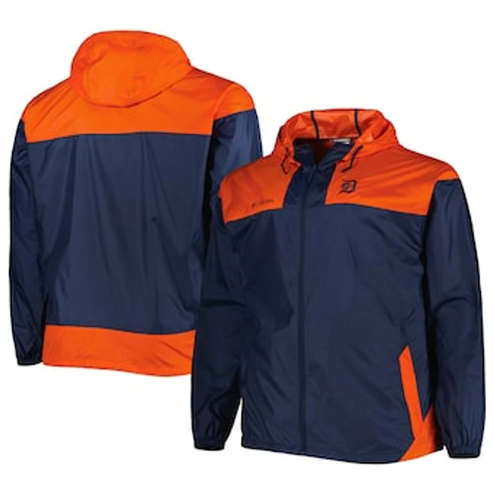 Men's Columbia Navy Detroit Tigers Flash Forward Challenger Omni-Shade Full-Zip Windbreaker