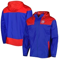 Men's Columbia Royal/Red Chicago Cubs Omni-Shade Flash Forward Challenger Full-Zip Windbreaker Jacket