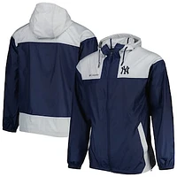 Men's Columbia Navy/Gray New York Yankees Omni-Shade Flash Forward Challenger Full-Zip Windbreaker Jacket