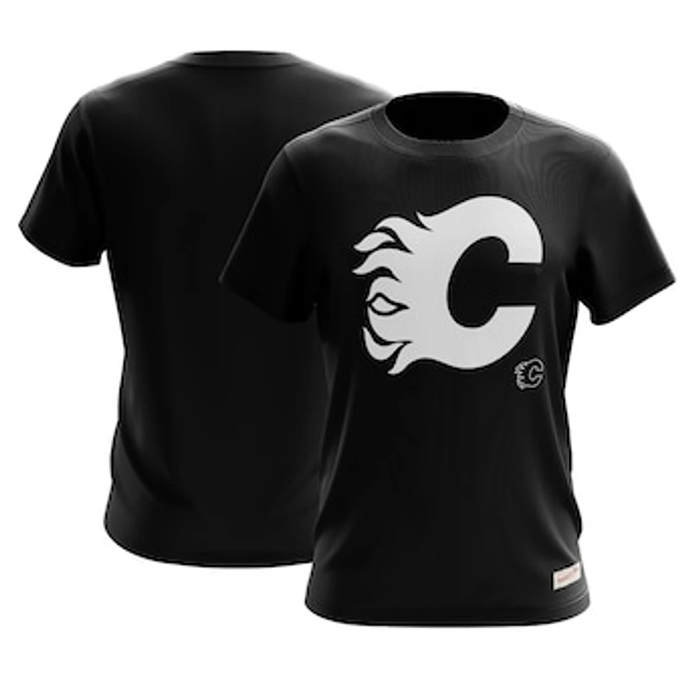 Men's Mitchell & Ness Black Calgary Flames - Negative Space T-Shirt