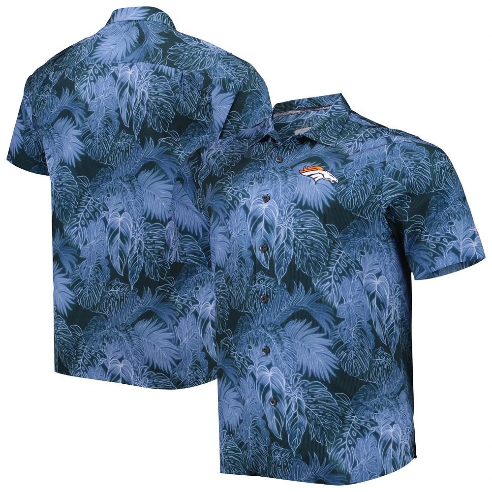 Men's Tommy Bahama Navy Denver Broncos Big & Tall Coast Luminescent Fronds Camp IslandZone Button-Up Shirt