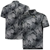 Men's Tommy Bahama Black New Orleans Saints Big & Tall Coast Luminescent Fronds Camp IslandZone Button-Up Shirt